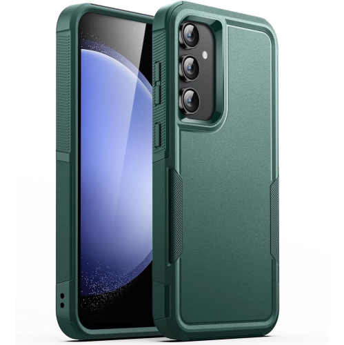 [CSmart] Dual Layers Heavy Duty Rubber Armor Bumper Hard Case Cover for Samsung Galaxy A15, Midnight Green