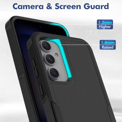 [CSmart] Dual Layers Heavy Duty Rubber Armor Bumper Hard Case Cover for Samsung Galaxy A15, Midnight Green