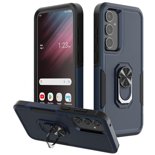 Image 1 de 6.. [CSmart] antichoc robuste étui magnétique rigide avec support à anneau pour Samsung Galaxy A15, bleu marine