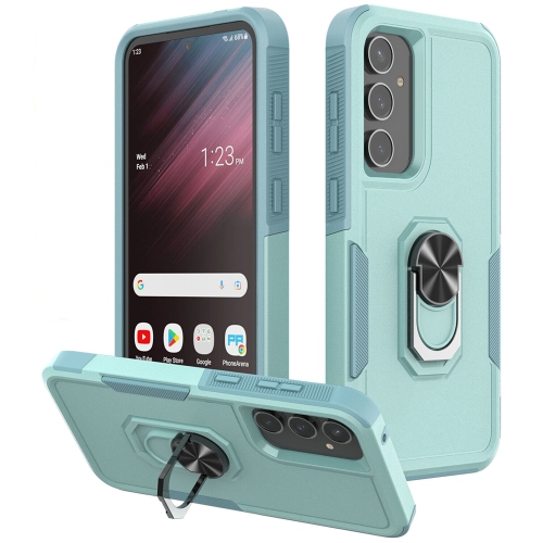 [CSmart] antichoc robuste étui magnétique rigide avec support à anneau pour Samsung Galaxy A15, bleu sarcelle