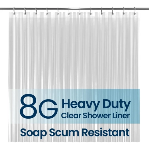 Heavy Duty Waterproof Shower Curtain Liner - LiBa PEVA 8G, Clear, 72 W x 72  H - Durable and Stylish Bathroom Upgrade