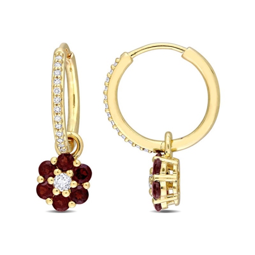 Image 1 de 5.. Anneaux en or jaune 10K ct avec grenat et topaze blanche de 1,24&nbsp;carat