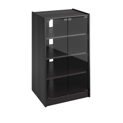 CorLiving Cranley Media Cabinet with Glass Doors - Versatile CD Storage Cabinet, Stereo Stand, DVD Storage Cabinets, Media Console Cabinet, 21" Black