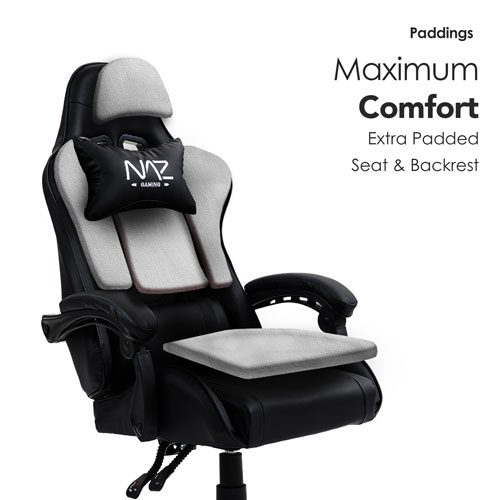 Naz Tachi Ergonomic High-Back Faux Leather Gaming Chair - Black