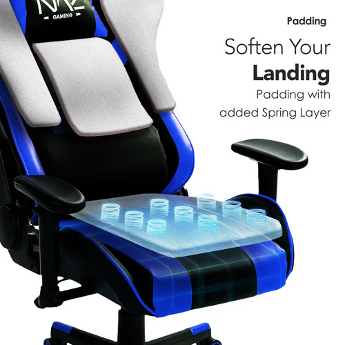 Naz Gladius Ergonomic High-Back Faux Leather Gaming Chair - Blue