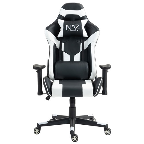 Fauteuil de jeu ergonomique à dossier haut en similicuir Gladius de Naz - Noir/Blanc