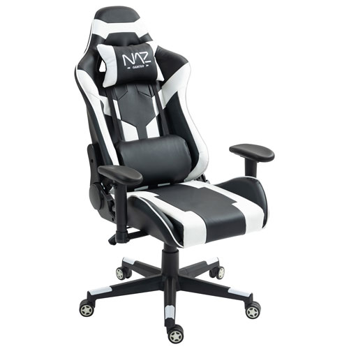Naz Gladius Ergonomic High-Back Faux Leather Gaming Chair - Black/White
