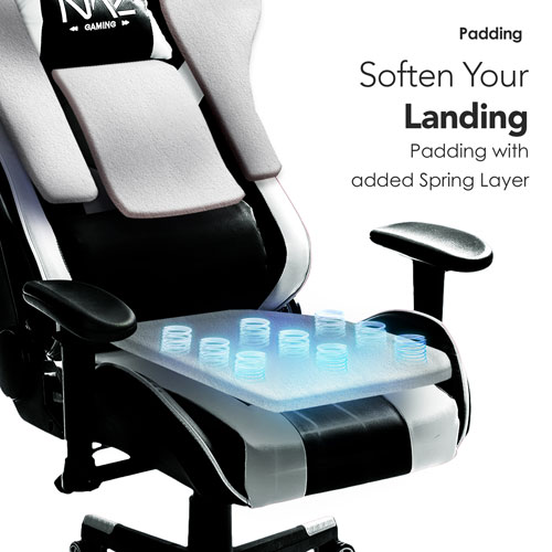 Naz Gladius Ergonomic High-Back Faux Leather Gaming Chair - Black/White