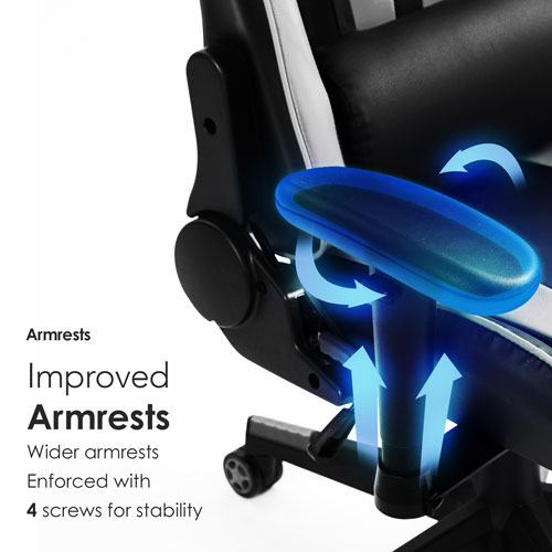 Naz Gladius Ergonomic High-Back Faux Leather Gaming Chair - Black/White