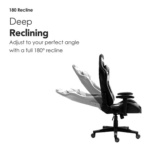 Naz Gladius Ergonomic High-Back Faux Leather Gaming Chair - Black/White