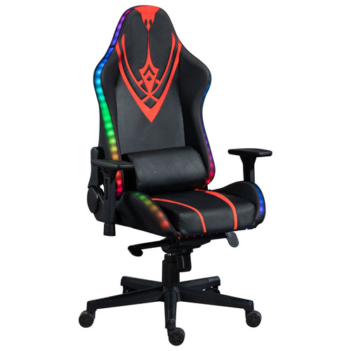 Naz Excalibur Ergonomic High-Back Faux Leather Gaming Chair with RGB LED Lights - Black