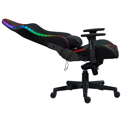 Naz Excalibur Ergonomic High-Back Faux Leather Gaming Chair with RGB LED Lights - Black