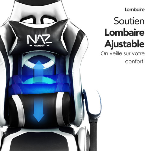 Naz Tachi Ergonomic High-Back Faux Leather Gaming Chair - White