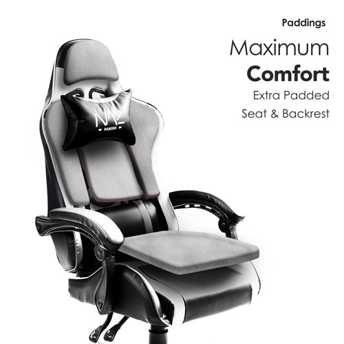 Naz Tachi Ergonomic High-Back Faux Leather Gaming Chair - White