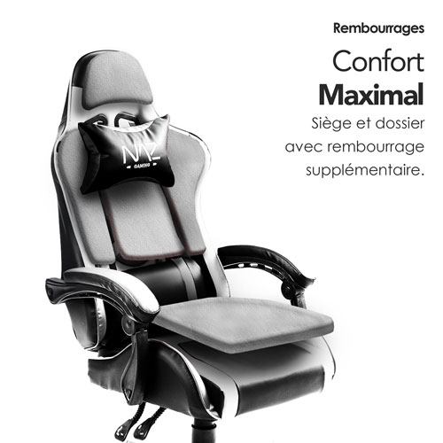 Naz Tachi Ergonomic High-Back Faux Leather Gaming Chair - White