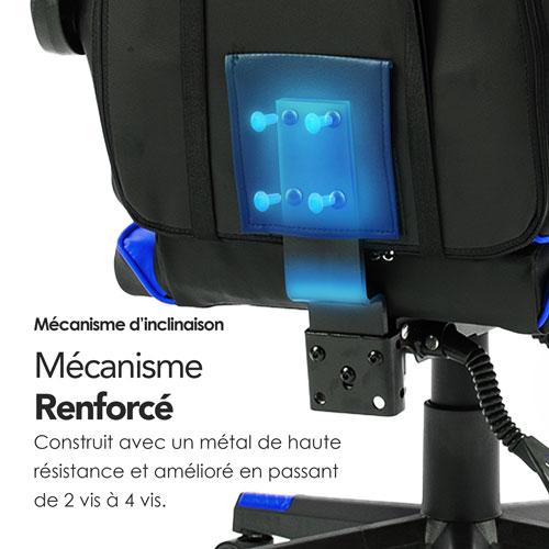 Naz Tachi Ergonomic High-Back Faux Leather Gaming Chair - Blue