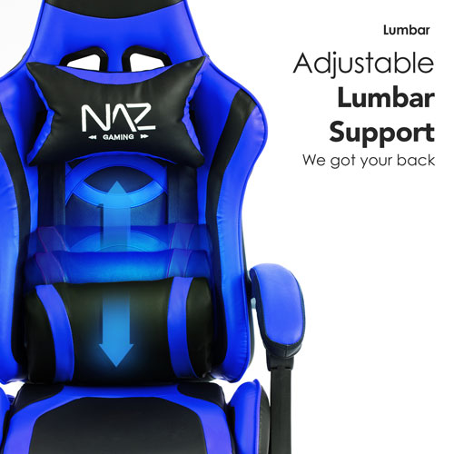 Naz Tachi Ergonomic High-Back Faux Leather Gaming Chair - Blue