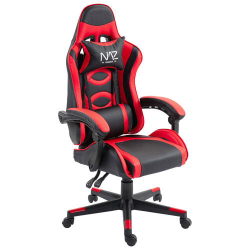 Fauteuil de jeu ergonomique à dossier haut en similicuir Tachi de Naz - Rouge