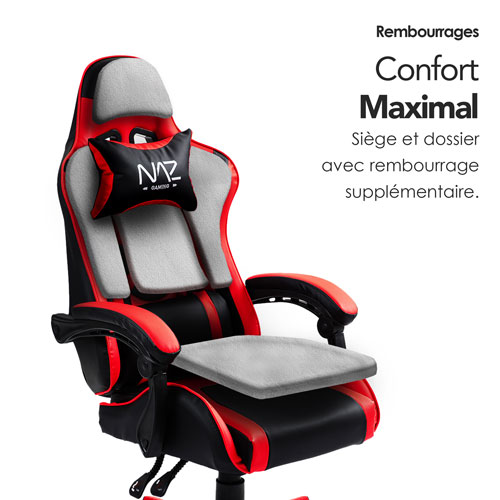 Fauteuil de jeu ergonomique à dossier haut en similicuir Tachi de Naz - Rouge