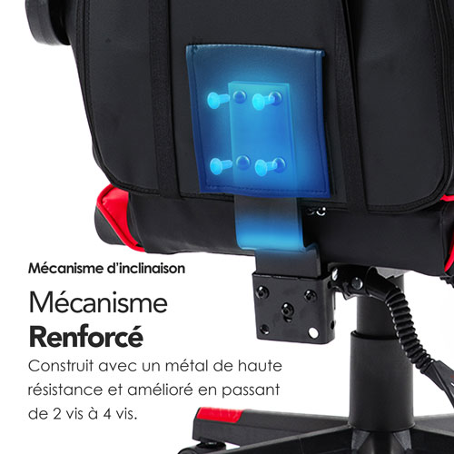 Fauteuil de jeu ergonomique à dossier haut en similicuir Tachi de Naz - Rouge