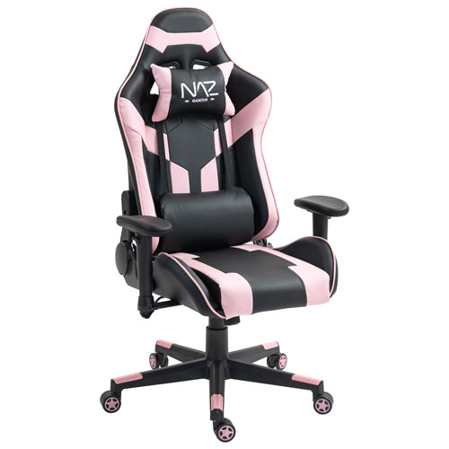 Fauteuil de jeu ergonomique à dossier haut en similicuir Gladius de Naz - Rose