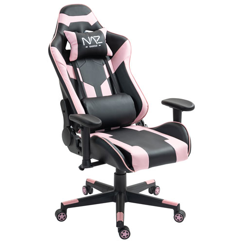 Fauteuil de jeu ergonomique à dossier haut en similicuir Gladius de Naz - Rose