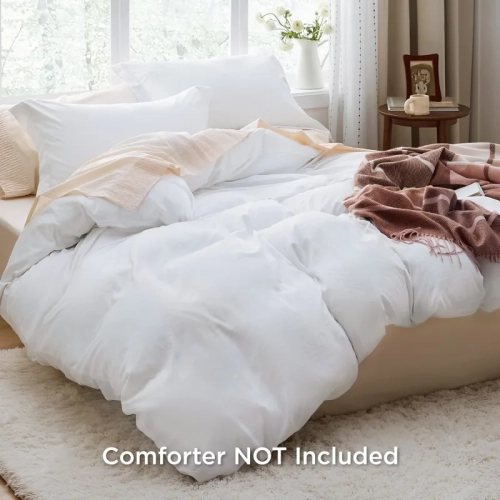 White Duvet Cover Queen Size - Soft Prewashed 3-Piece Set, 1 Duvet Cover 90x90 Inches with Zipper Closure and 2 Pillow Shams - Comfort and Elegance