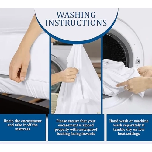 Queen Size Zippered Mattress Encasement - 100% Waterproof, Bed Bug Proof Protector - Absorbent Six-Sided Mattress Cover for Complete Bedding