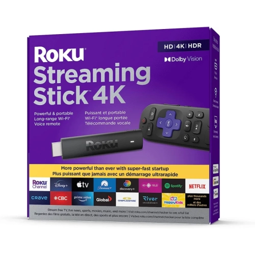 Roku Streaming Stick 4K 2022 - Official Manufacturer Product | 4K/HDR/Dolby Vision Streaming Device with Voice Remote, TV Controls, and Long-Range