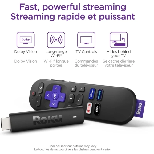 Roku Streaming Stick 4K 2022 - Official Manufacturer Product | 4K/HDR/Dolby Vision Streaming Device with Voice Remote, TV Controls, and Long-Range