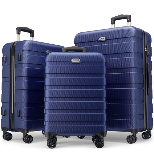 Image 1 de 10.. Coolhut – Ensemble de 3 valises rigides DarkBlue avec verrou TSA, 4 roulettes universelles bagage de cabine 20 24 28 po