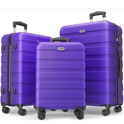 COOLHUT  3 Piece Luggage Sets Hardside Suitcase With Tsa Lock, 4 Universal Wheels Carry On 20 24 28 In Pink