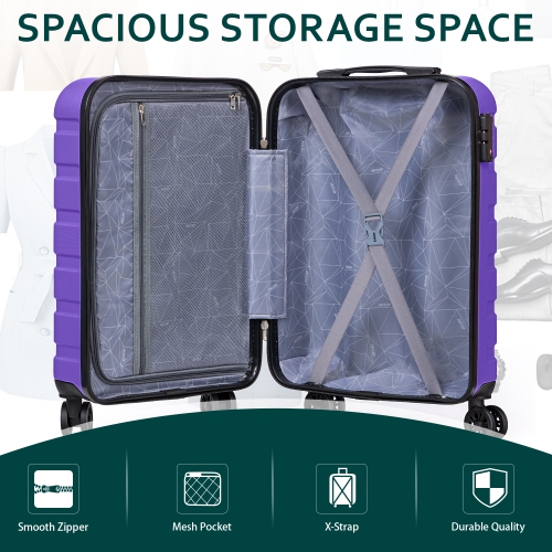 Coolhut 3 Piece Luggage Sets Pink Hardside Suitcase with TSA Lock, 4 Universal Wheels Carry On 20 24 28 in