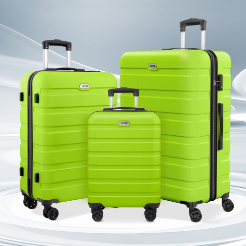 Coolhut 3 Piece Luggage Sets Apple Green Hardside Suitcase with TSA Lock, 4 Universal Wheels Carry On 20 24 28 in