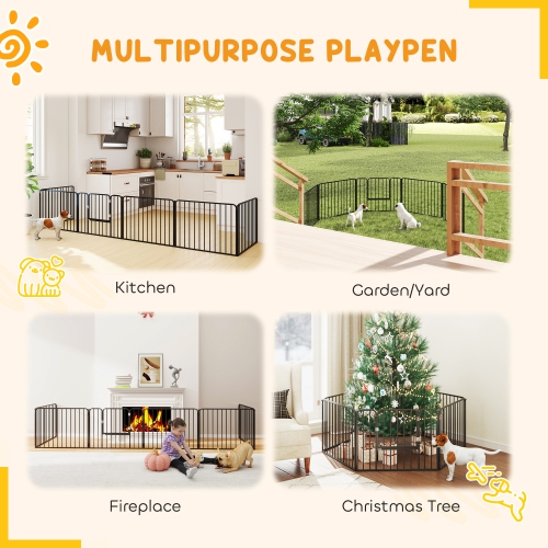 PawHut Heavy Duty Dog Playpen, Steel Dog Pen with Door, Pet Exercise Fence, Outdoor Indoor DIY Design for Small and Medium Dogs, 24" Height, 6 Panels