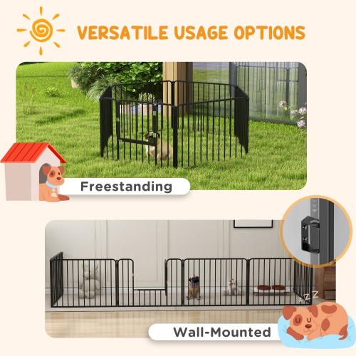 PawHut Heavy Duty Dog Playpen, Steel Dog Pen with Door, Pet Exercise Fence, Outdoor Indoor DIY Design for Small and Medium Dogs, 24" Height, 6 Panels