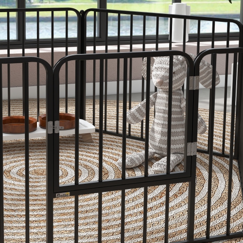 PawHut Heavy Duty Dog Playpen, Steel Dog Pen with Door, Pet Exercise Fence, Outdoor Indoor DIY Design for Small and Medium Dogs, 24" Height, 6 Panels