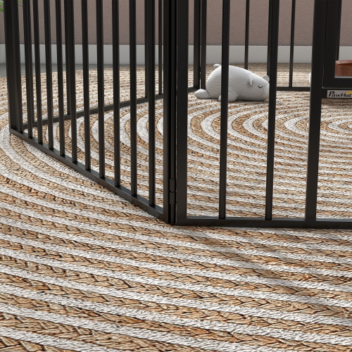 PawHut Heavy Duty Dog Playpen, Steel Dog Pen with Door, Pet Exercise Fence, Outdoor Indoor DIY Design for Small and Medium Dogs, 24" Height, 6 Panels