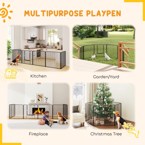 PawHut – Stylo à chien robuste avec porte, clôture d’exercice pour animal de compagnie, conception intérieure pour chiens petits et moyens, 31,5 po