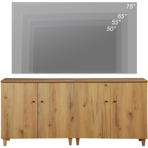 WAMPAT Set of 2 Sideboard Buffet Cabinet,70.8" Wood Coffee Bar Cabinets with 4 Doors,Kitchen Storage Cabinets with 6 Compartments for Dining Living