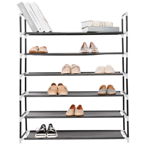 6-Tier Shoe Rack 30-Pair Shoes Storage Organizer Stackable Entryway Shoes Shelf, Black