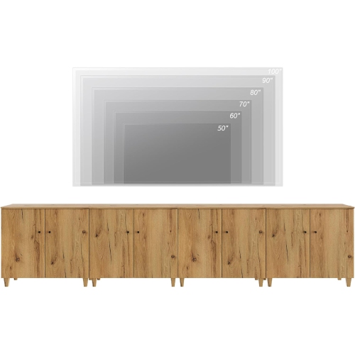 WAMPAT Sideboards Storage Cabinets with Doors, 4-in-1 Extra Wide Kitchen Wood Long Buffet Server Table with 12 Compartments for Dining Living Room,