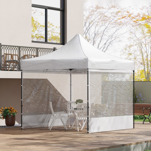 Outsunny 10' x 10' Pop Up Canopy Tent, Tents for Parties with Sidewalls and Wheeled Carry Bag, Height Adjustable Portable Gazebo, for Outdoor,
