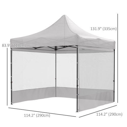 Outsunny 10' x 10' Pop Up Canopy Tent, Tents for Parties with Sidewalls and Wheeled Carry Bag, Height Adjustable Portable Gazebo, for Outdoor,
