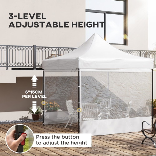 Outsunny 10' x 10' Pop Up Canopy Tent, Tents for Parties with Sidewalls and Wheeled Carry Bag, Height Adjustable Portable Gazebo, for Outdoor,