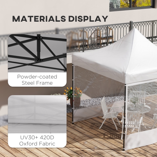Outsunny 10' x 10' Pop Up Canopy Tent, Tents for Parties with Sidewalls and Wheeled Carry Bag, Height Adjustable Portable Gazebo, for Outdoor,