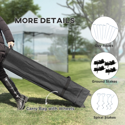 Outsunny 10' x 10' Pop Up Canopy Tent, Tents for Parties with Sidewalls and Wheeled Carry Bag, Height Adjustable Portable Gazebo, for Outdoor,