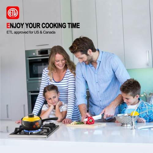 GASLAND 12" 2 Burners NG/LPG Convertible Gas Cooktop, ETL Certified, Stainless Steels, Black