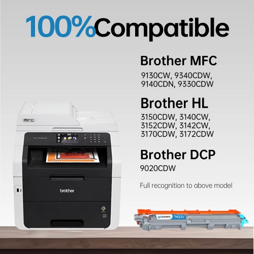 Gotoners Compatible Brother TN221 TN225 Toner Cartridge 4 Pack for Brother MFC-9130CW MFC-9330CDW MFC-9340CDW HL-3170CDW HL-3140CW HL-3142CW