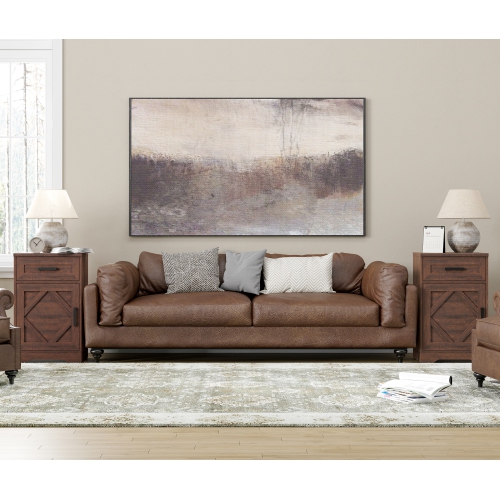 WAMPAT 2 Pack End Table with 1 Drawer & Door, Farmhouse Large Sofa Side Table, Modern Tall Nightstand with Adjustable Storage Shelf, Accent Cabinet